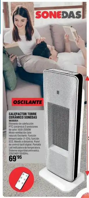 Optimus Calefactor torre cerámico sonedas oferta