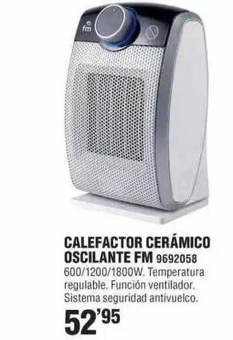 Optimus Calefactor cerámico oscilante fm oferta