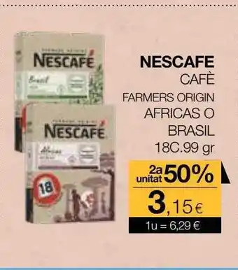 Plusfresc 2a unidad 50% nescafe cafè farmers origin africas o brasil oferta
