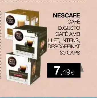 Plusfresc Nescafe cafè d.gusto cafè amb llet intens descafeïnat 30 caps oferta