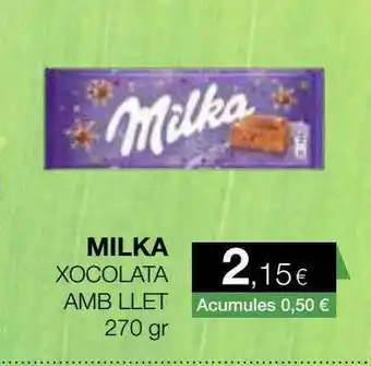 Plusfresc Milka xocolata amb llet 270 gr oferta