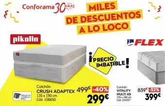 Conforama Colchón crush adaptex colchón vitalitu multi x9 oferta