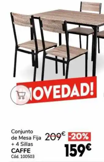 Conforama Conjunto de mesa fija + 4 sillas caffe oferta
