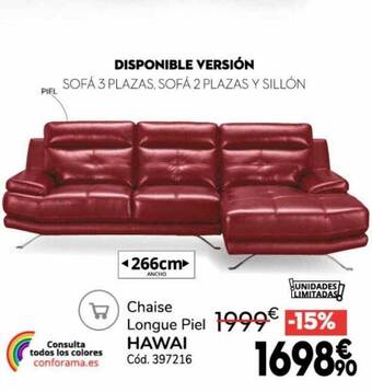 Conforama Chaise longue piel hawai oferta