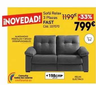 Conforama Sofá relax 3 plazas fast oferta