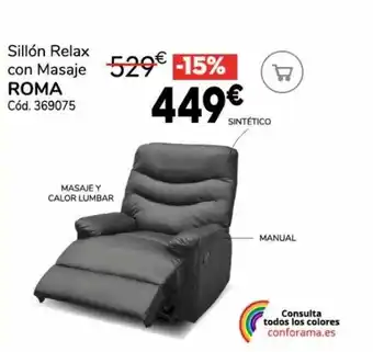 Conforama Sillón relax con masaje roma oferta