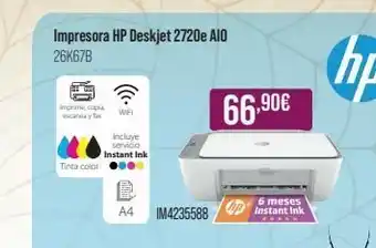 MR Micro Impresora hp deskjet 2720e a10 26k67b imprime, copia tinta color wifi incluye servicio instant ink 值 a4 im4235588 66 oferta