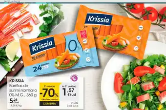 Eroski Krissia Barritas de Surimi Normal o 0% M.G 360g oferta