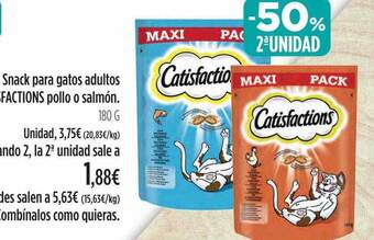 El Corte Inglés -50% 2a unidad snack para gatos adultos catisfactions pollo o salmón oferta