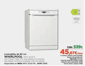 El Corte Inglés Lavavajillas de 60cm whirlpool oferta