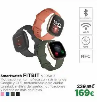 El Corte Inglés Smartwatch fitbit versa 3 oferta