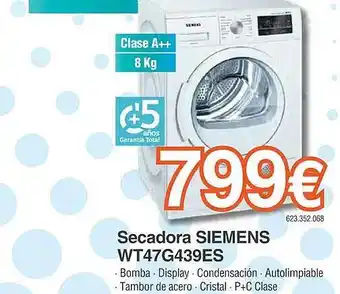 Expert Secadora siemens wt47g439es oferta