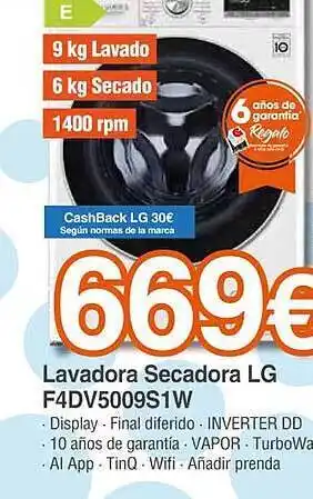 Expert Lavadora secadora lg f4dv5009s1w oferta