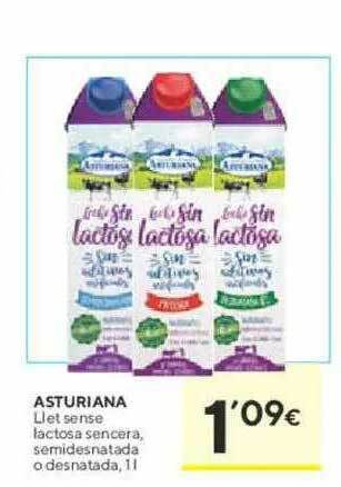 Caprabo Asturiana llet sense lactosa sencera semidesnatada o desnatada oferta