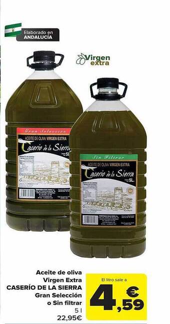Carrefour Aceite de oliva virgen extra caserío de la sierra gran selección o sin filtrar oferta