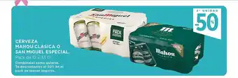El Corte Inglés Cerveza mahou clásica o san miguel especial oferta