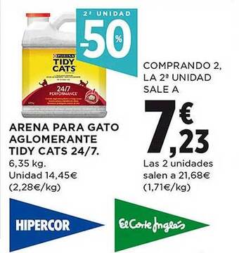 El Corte Inglés 2a unidad -50% arena para gato aglomerante tidy cats 24 7 oferta