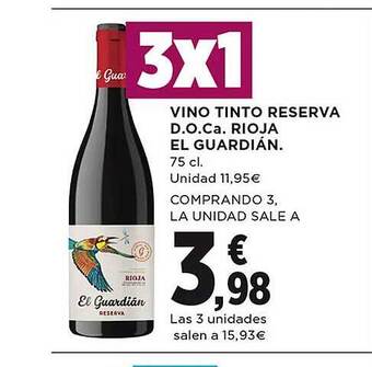 El Corte Inglés Vino tinto reserva d.o.ca. rioja el guardián oferta