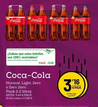 AhorraMas Coca Cola Normal, Light, Zero O Zero Zero Pack 2 2 Litros oferta