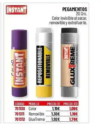 Carlin Instant pegamentos 20 grs color invisible al secar removible y extrafuerte oferta