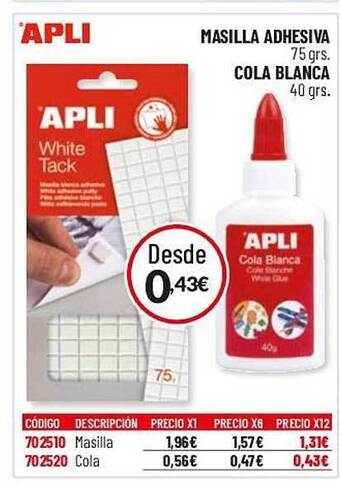 Carlin Apli masilla adhesiva cola blanca oferta
