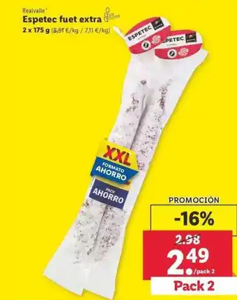 Lidl Realvalle Espetec fuet extra 2 x 175g oferta