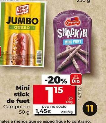 Dia Mini stick de fuet campofrío oferta