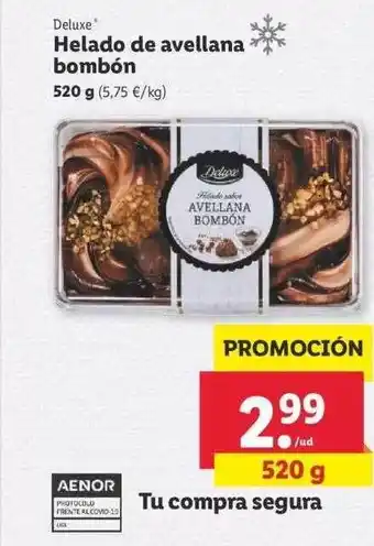 Lidl Deluxe Helado de avellana bombón 520g oferta