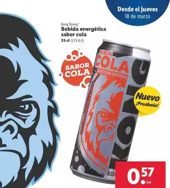 Lidl Kong Strong Bebida energética sabor cola 33cl oferta