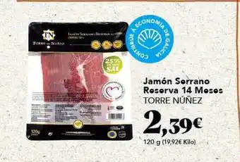 Gadis Jamón Serrano Reserva 14 Meses Torre Nuñez 120g oferta