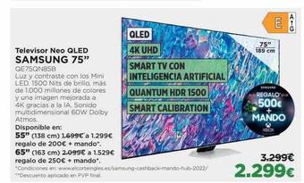El Corte Inglés Televisor neo qled samsung 75 oferta