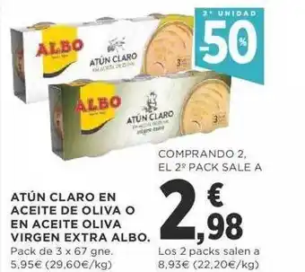 Supercor Exprés 2a unidad -50% atún claro en aceite de oliva o en aceite oliva virgen extra albo oferta