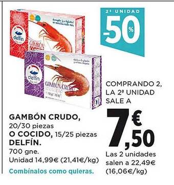 El Corte Inglés 2a unidad -50% gambón crudo o cocido delfín oferta
