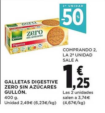 El Corte Inglés 2a unidad -50% galletas digestive zero sin azúcares gullón oferta