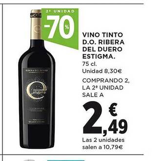 El Corte Inglés 2a unidad -70% vino tinto d.o. ribera del duero estigma oferta