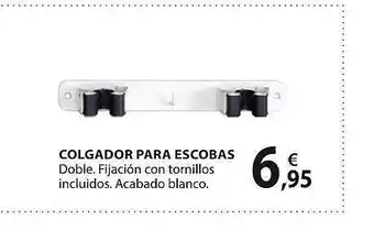 Colgador para escobas doble fijación con tornillos incluidos
