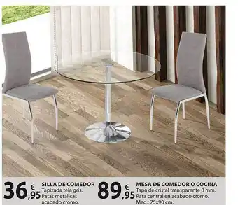 Bricogroup Silla de comedor tapizada tela gris mesa de comedor o cocina tapa de cristal transparente 8 mm oferta