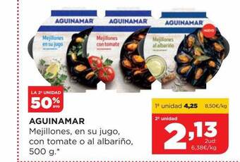 Alimerka La 2a unidad 50% dto aguinamar mejillones en su jugo con tomate o al albariño oferta