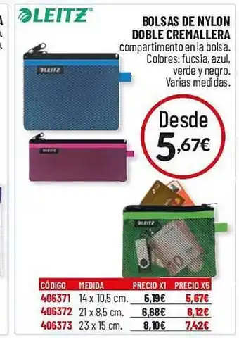 Carlin Leitz bolsas de nylon doble cremallera oferta