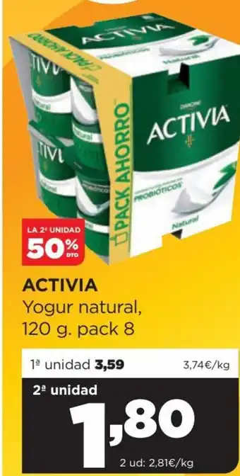 Alimerka Activia Yogur Natural, 120g Pack 8 oferta