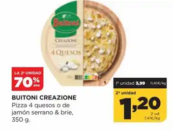 Alimerka Buitoni Creazione Pizza 4 Quesos o de Jamón Serrano & Brie, 350g oferta
