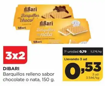 Alimerka Dibari Barquillos Relleno Sabor Chocolate o Nata, 150g oferta