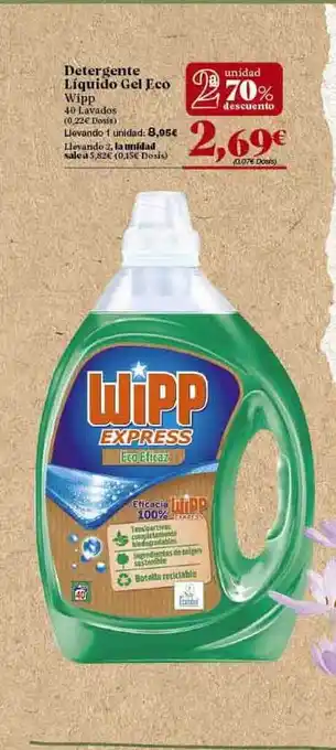 Gadis Wipp Detergente Líquido Gel Eco oferta