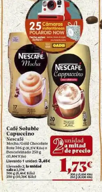 Gadis Nescafé Café Soluble Capuccino 306g oferta