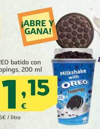 HiperDino Oreo batido con toppings oferta