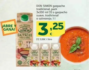 HiperDino Don simón gazpacho tradicional o gazpacho suave tradicional o salmorejo oferta