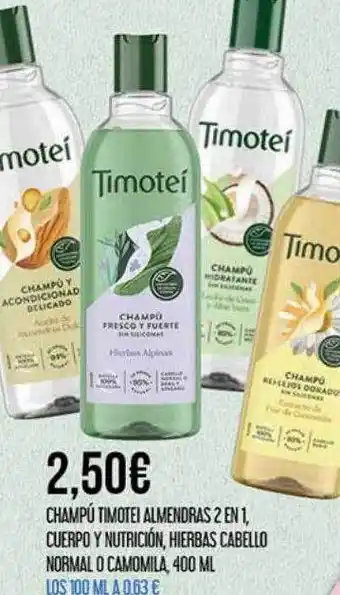 Claudio Champú timotei almendras 2 en 1 cuerpo nutrición hierbas cabello normal o camomila oferta