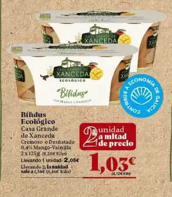 Gadis Casa Grande De Xanceda Bífidus Ecológico 2 x 125g oferta