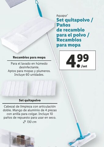 Lidl Set Quitapolvo Panos de Recambio Para El Polvo Recambios Para Mopa oferta