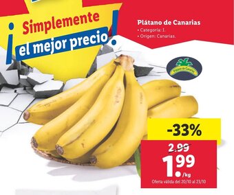 Lidl Plátano de Canarias oferta
